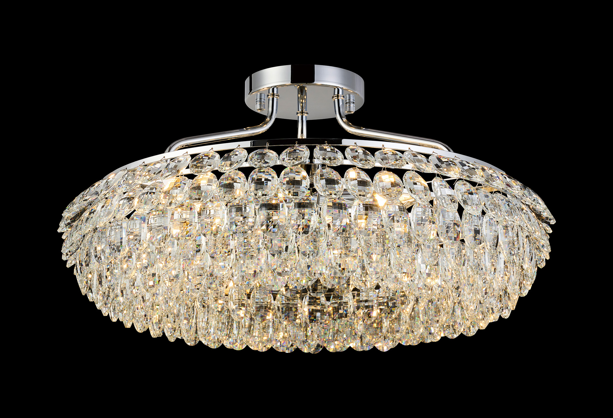 IL32931CH  Coniston 60cm Semi Flush Ring Ceiling 6 Light E14 Polished Chrome